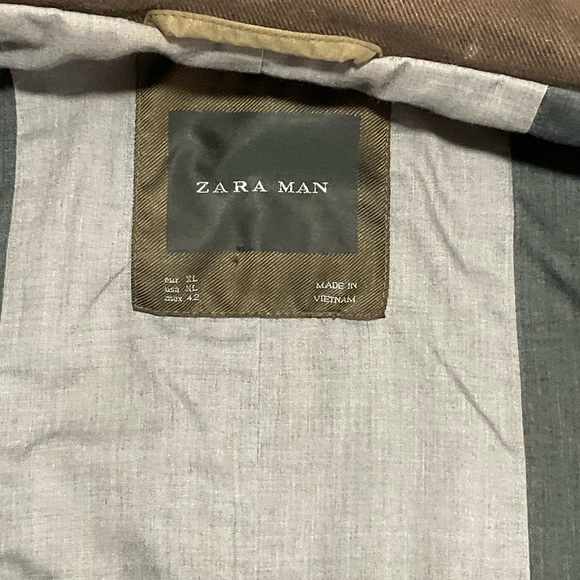 ZARA Man HOODED JACKET Drawstring Long Sleeve Xtra Large Brown - Picture 11 of 12
